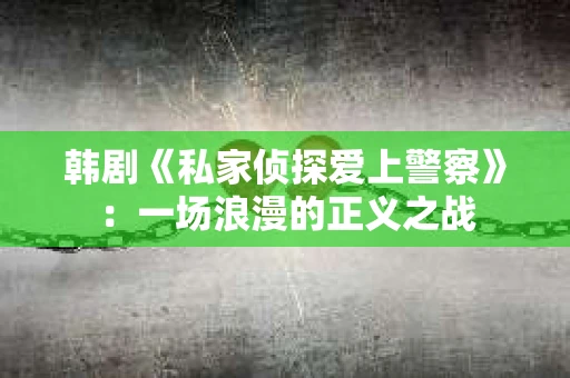 韩剧《私家侦探爱上警察》：一场浪漫的正义之战