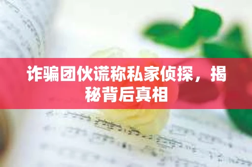 诈骗团伙谎称私家侦探，揭秘背后真相