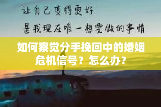 如何察觉分手挽回中的婚姻危机信号？怎么办？