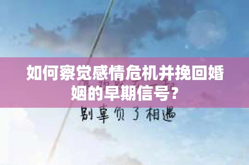 如何察觉感情危机并挽回婚姻的早期信号？